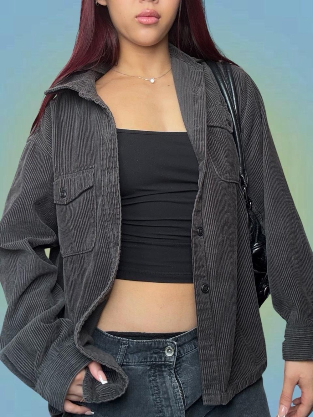 Uniqlo Charcoal Corduroy Shacket